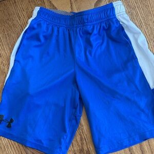 Boys Under Armour Royal Blue Shorts with White Side Panels